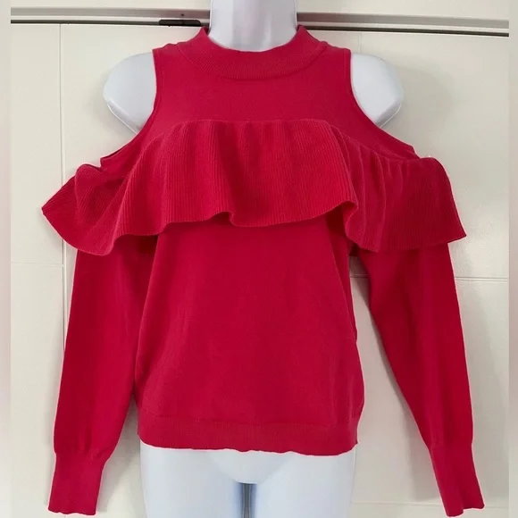 NWT SOFIA JEANS/ Pink/ Cold shoulders/ Knit long sleeve sweater/ Size US S - Picture 3 of 16
